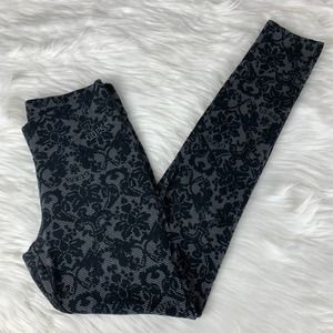 Guess Damask Print Black Grey Cotton Leggings XS